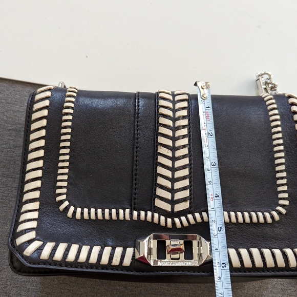 Rebecca Minkoff Whipstitch Black White Leather Purse - Picture 2 of 14